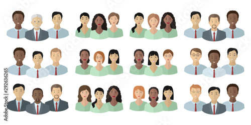 Set of multiethnic groups of people. Vector illustration.