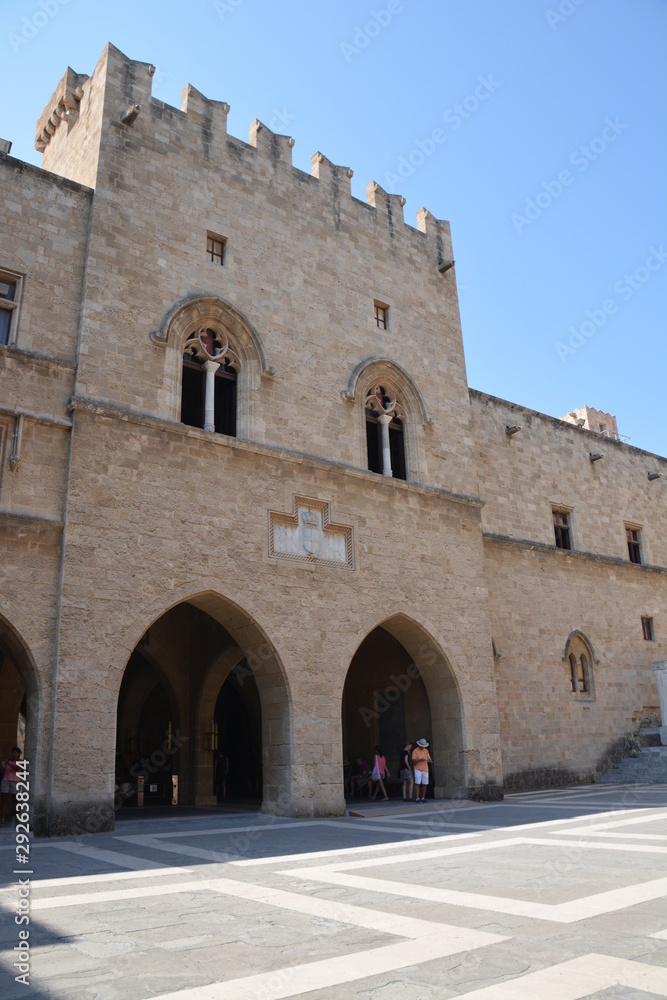 The Palace of the Grand Master of the Knights of Rhodes , also known as the Kastello, is a famous medieval castle in the city of Rhodes. The island of Rhodes. The Palace of the Grand Master of the Knights of Rhodes , also known as the Kastello, is a famous medieval castle in the city of Rhodes. The island of Rhodes.