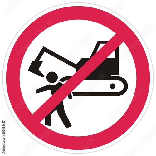 no movement of people, traffic sign, digger and person at red circle frame, vector icon