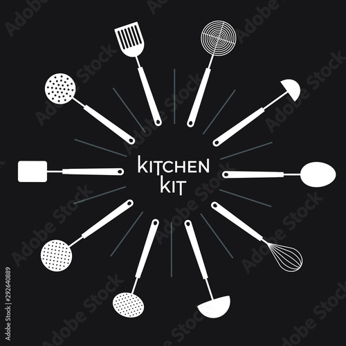 Set of kitchen utensil. Mock up. Vector icon set