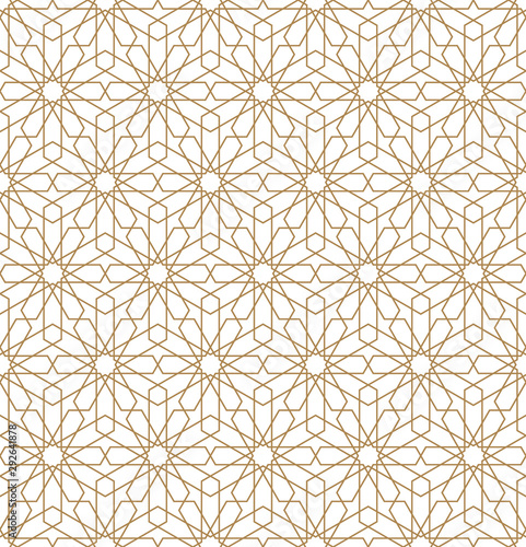 Seamless arabic geometric ornament in brown color.Vector illustration. © Aleksei