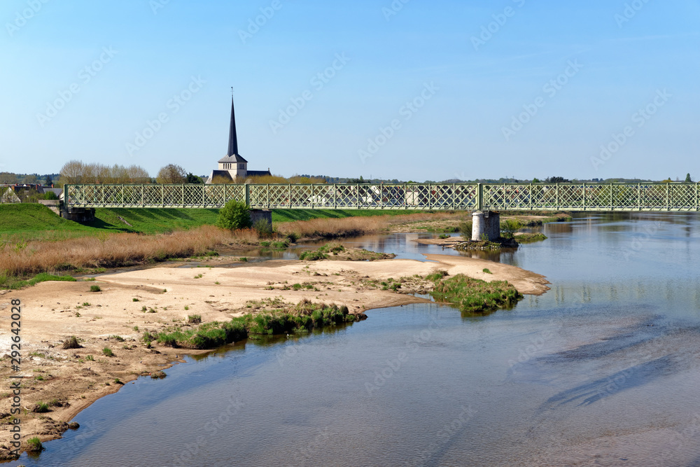 Sully sur Loire river and Loire river bank
