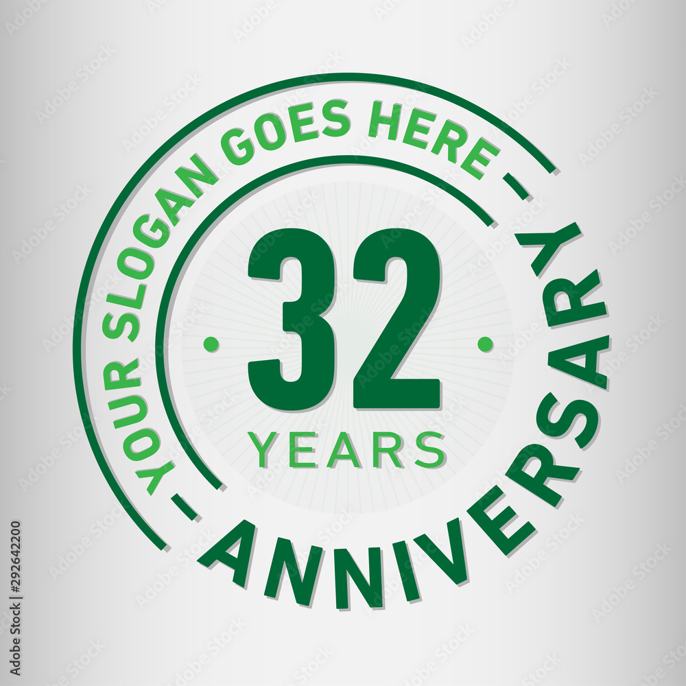 32 years anniversary logo template. Thirty-two years celebrating logotype. Vector and illustration. 32 years anniversary logo template. Thirty-two years celebrating logotype. Vector and illustration.
