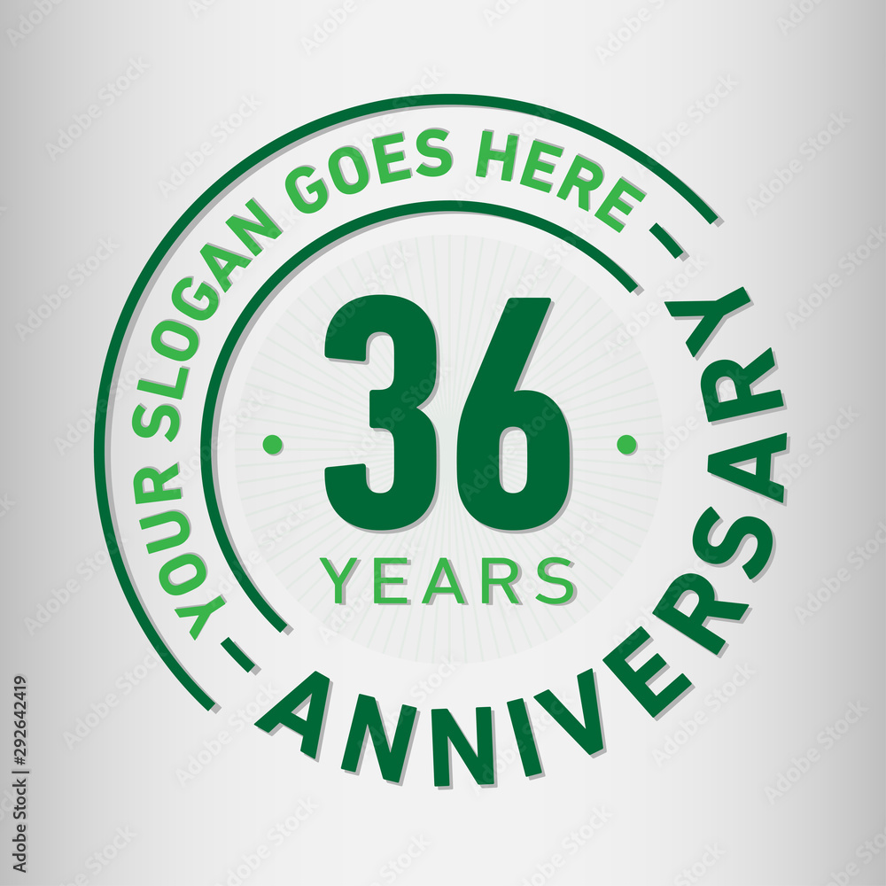 36 years anniversary logo template. Thirty-six years celebrating logotype. Vector and illustration. 36 years anniversary logo template. Thirty-six years celebrating logotype. Vector and illustration.