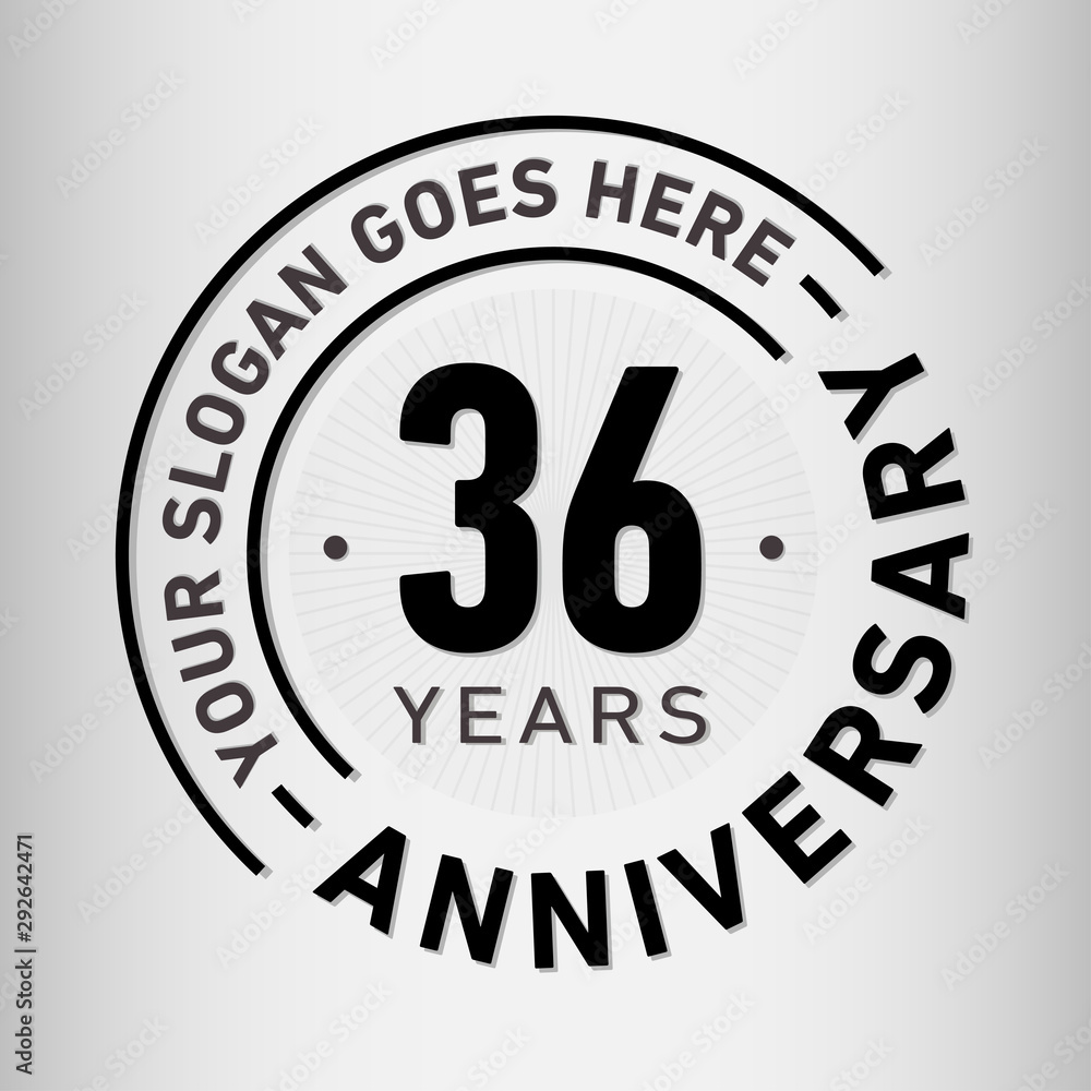 36 years anniversary logo template. Thirty-six years celebrating logotype. Vector and illustration. 36 years anniversary logo template. Thirty-six years celebrating logotype. Vector and illustration.