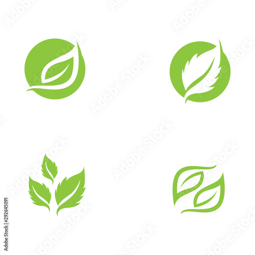 Logos of green Tree leaf ecology nature element