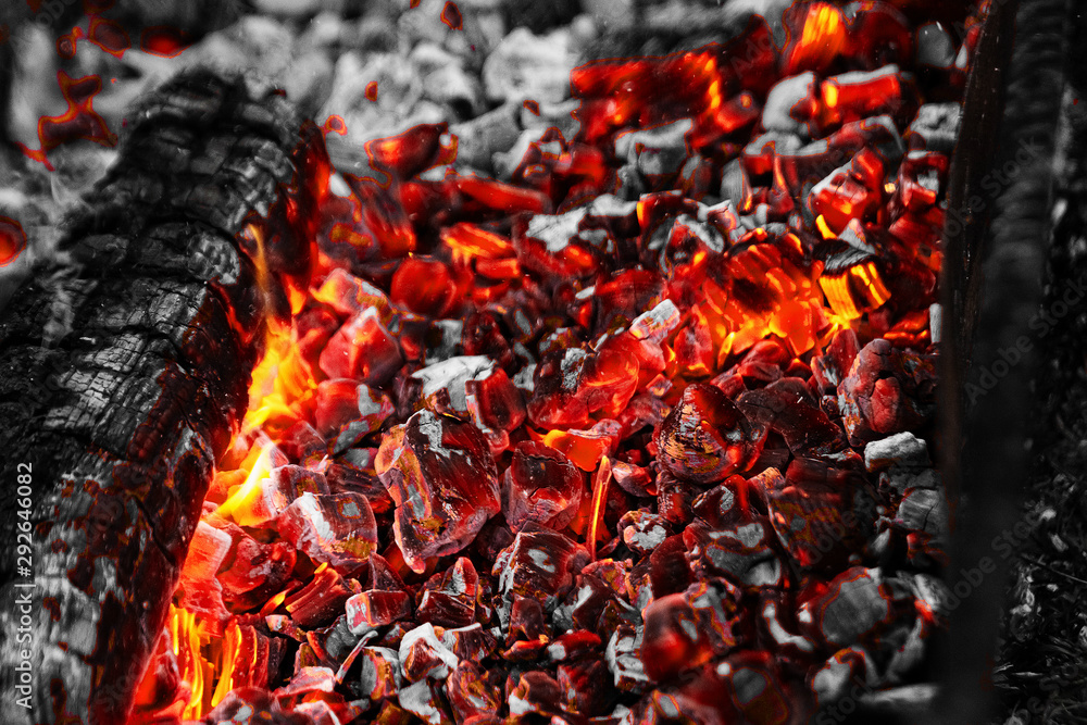 Texture red hot coals, selective focus. Barbecue grill dark background Texture red hot coals, selective focus. Barbecue grill dark background