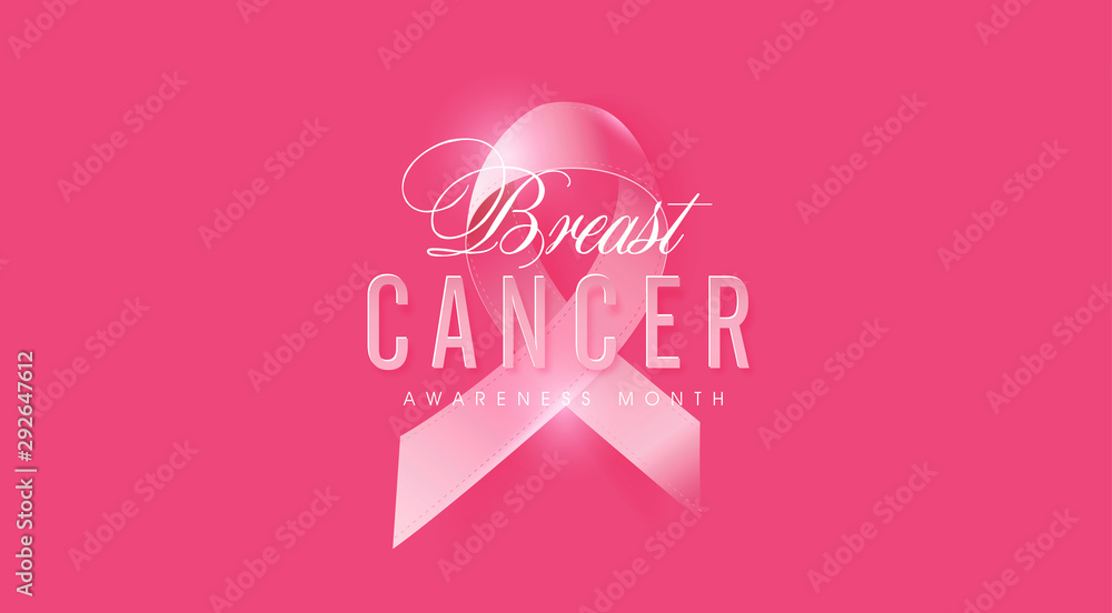 Breast cancer october awareness month pink ribbon banner background,vector illustration