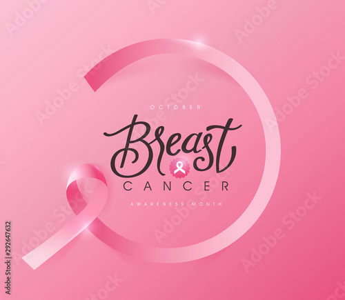 Breast cancer october awareness month pink ribbon banner background,vector illustration
