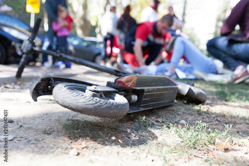 First aid for electric scooter rider injured in an accident photo