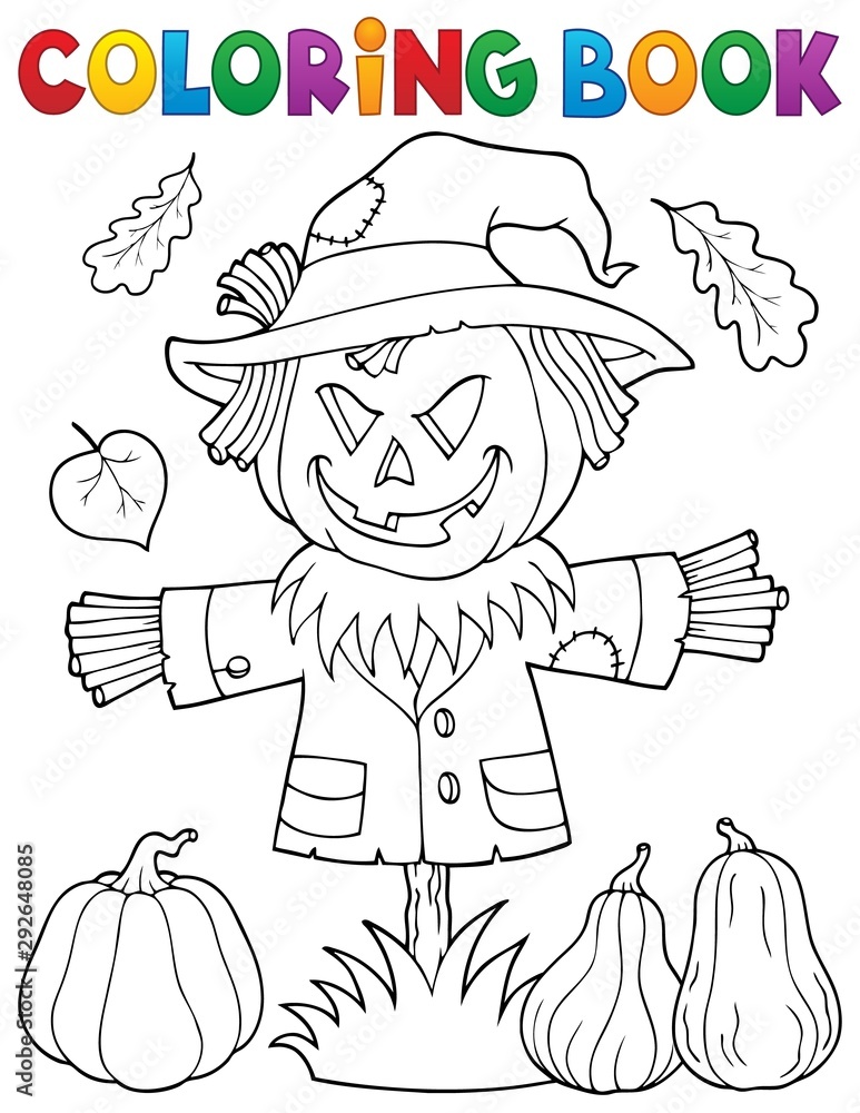 Coloring book scarecrow topic 1 Stock Vector | Adobe Stock