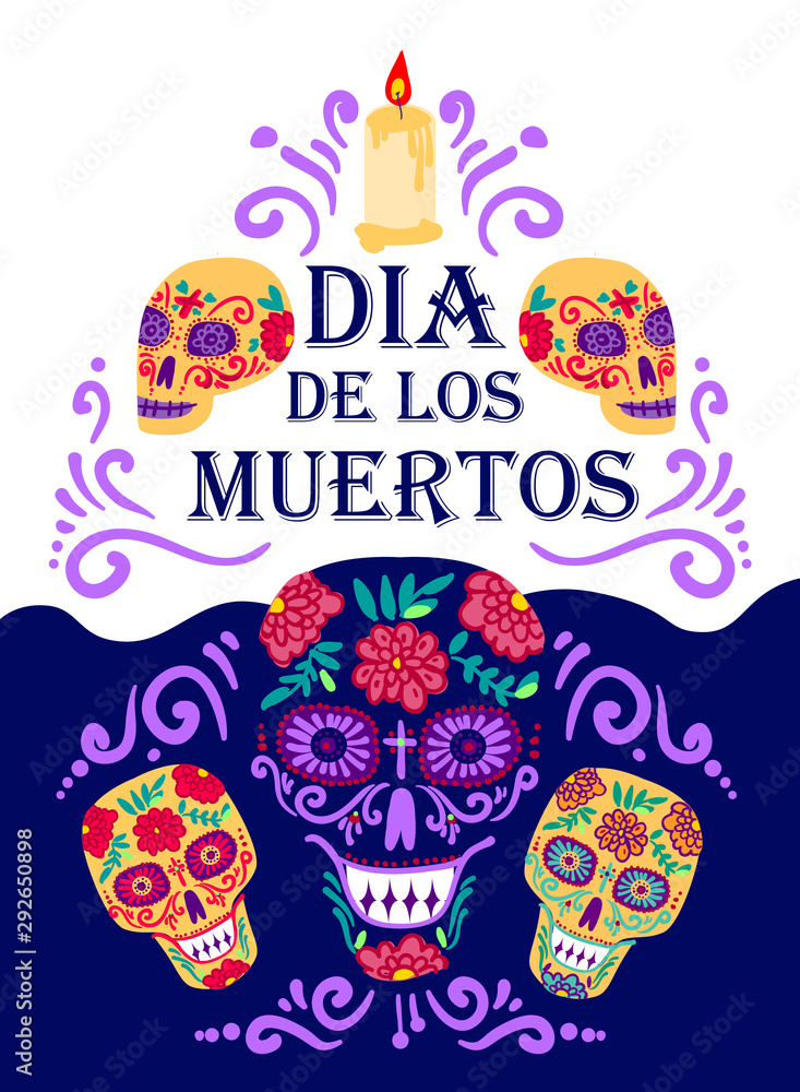 Day of the dead vector illustration. Dia de los muertos.