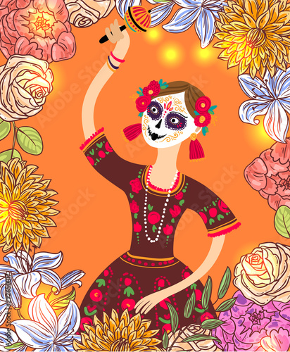 Day of the dead vector illustration. Dia de los muertos.