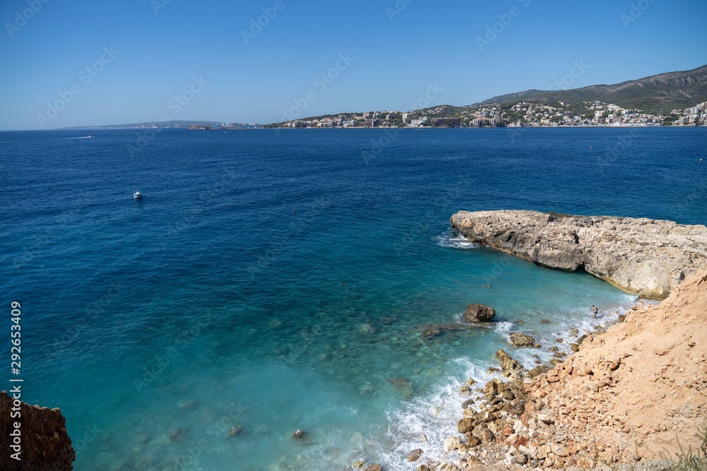 View from a cala with turquoise waters at Mallorca