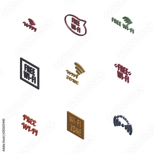 Set of 3D wireless icons, vector illustration.