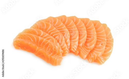 salmon fillets on white background