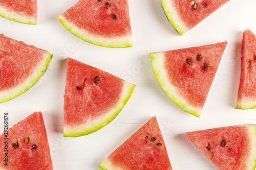 Sliced pieces of watermelon pattern, chilled with ice, refreshing summer berry.