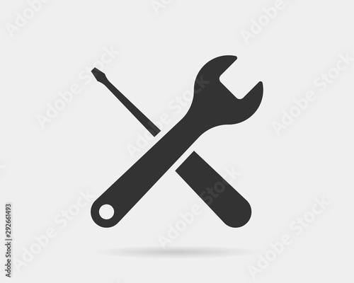 Tools vector wrench icon. Spanner logo design element. Key tool isolated on white background.