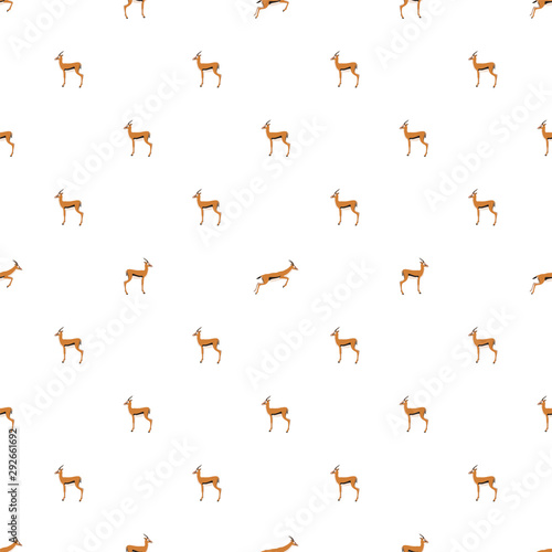 Vector seamless pattern with Thomson's gazelles on white background. © slybrowney