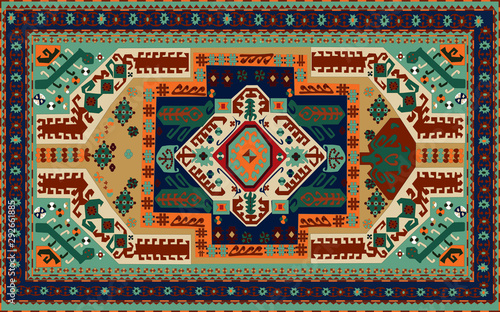 Persian carpet original design, tribal vector texture. Easy to edit and change a few colors by swatch window.