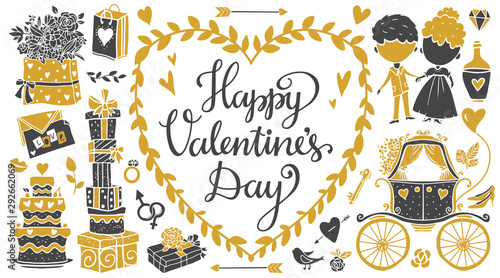 Valentines day design elements, icons