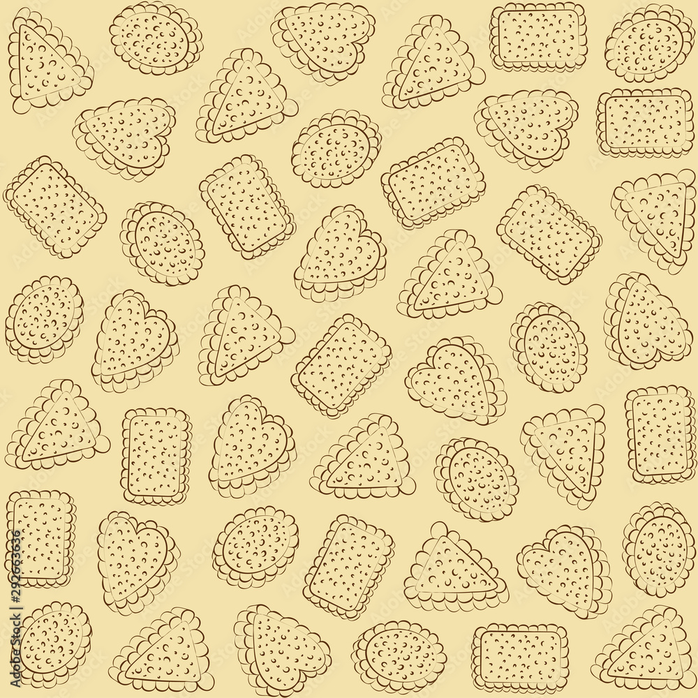Curly biscuits. Texture. Dessert. Contour image of curly cookies. Element for design. Vector illustration. Curly biscuits. Texture. Dessert. Contour image of curly cookies. Element for design. Vector illustration.