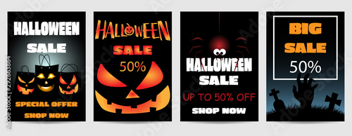 Halloween Sale special offer banner for holiday shopping  Promotion template design. Vector illustration.