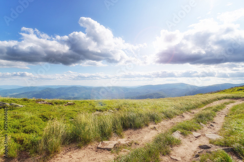 Beautiful mountain landscape with a beautiful cloudy sky. Mountain landscape. Travels.