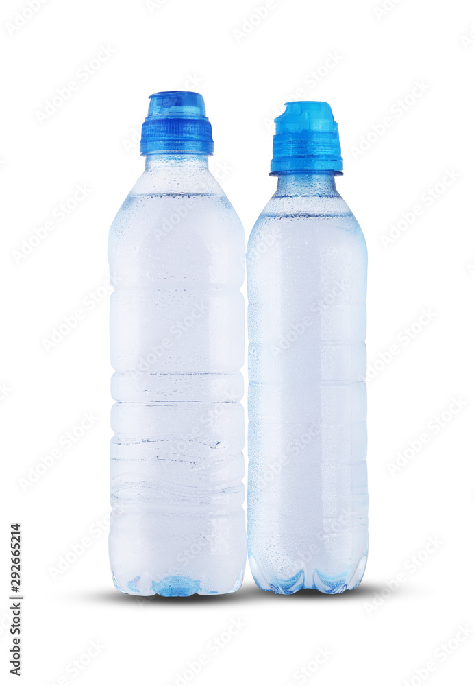 two plastic bottles with mineral water two plastic bottles with mineral water