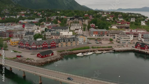 Stokmarknes aerial view. Norway. Lofoten islands photo