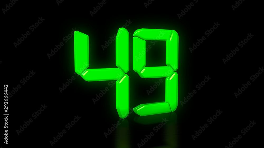 Green LED 49 on black background with reflection Green LED 49 on black background with reflection
