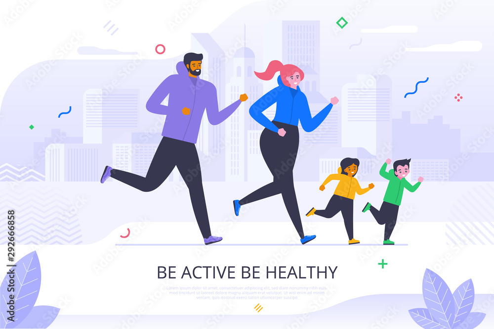 Be active and healthy flat banner vector template Be active and healthy flat banner vector template