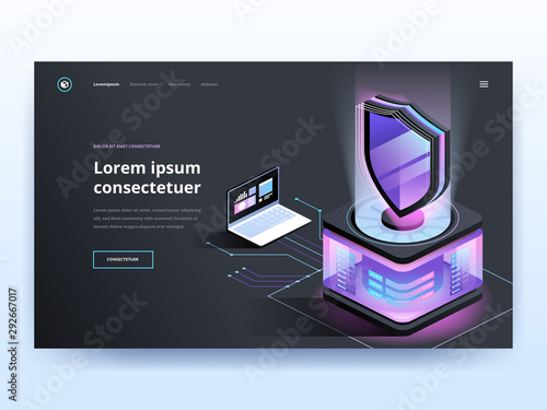 Cybersecurity software black landing page template