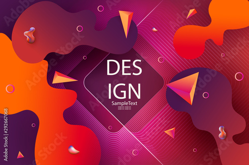 Abstract dark violet background with square frame and orange abstract shapes