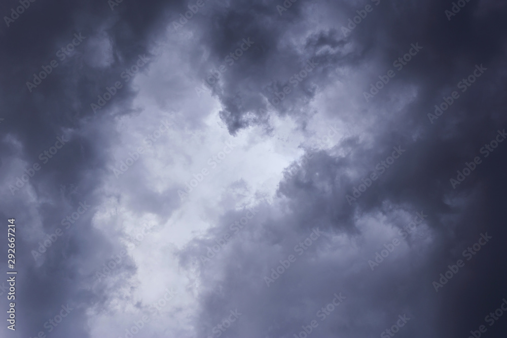 Epic Storm sky, dark grey clouds background texture