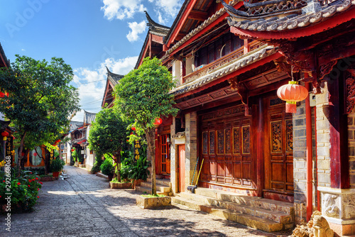 Scenic view of cozy street in the Old Town of Lijiang