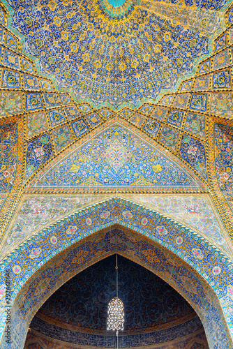 Fabulous view of ceiling and walls in Seyyed Mosque, Iran