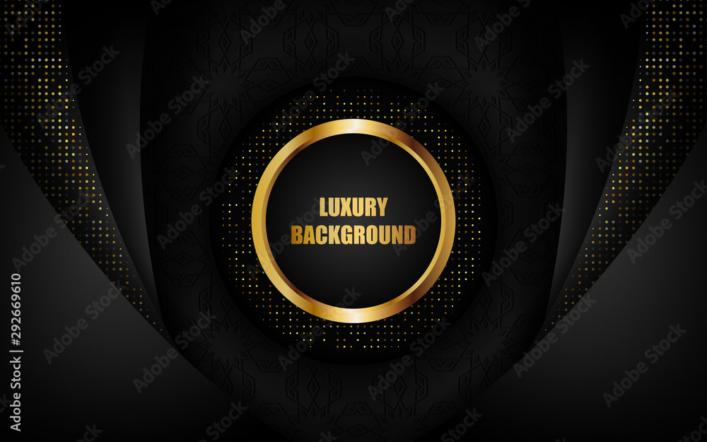 Abstract luxury black background overlap layer on dark space with ...
