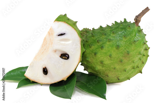 Fresh soursop isolated on white background photo