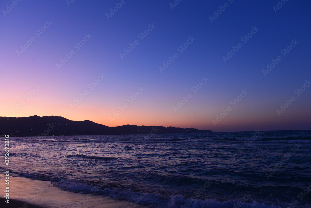 Sonnenuntergang am Amoudara Strand, Heraklion/Kreta