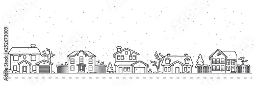 Winter village neighborhood vector illustration