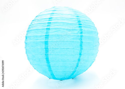 Obraz na plátně One Japanese style handmade round blue paper lantern closeup isolated on white b