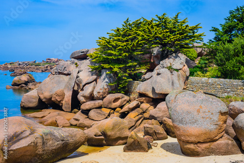 Incredible landscape on the island Renote in Tregastel. Brittany. France photo