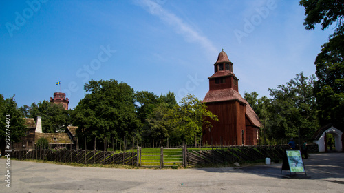Photography Skansen ancient village recreation on stockholm