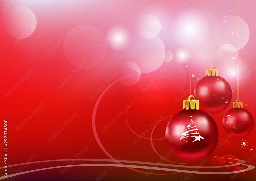 Christmas balls on a abstract red background. Christmas card - retro. Vector graphics Christmas balls on a abstract red background. Christmas card - retro. Vector graphics