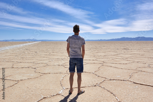 Man standing on the Salinas Grandes, Salta, Argentina