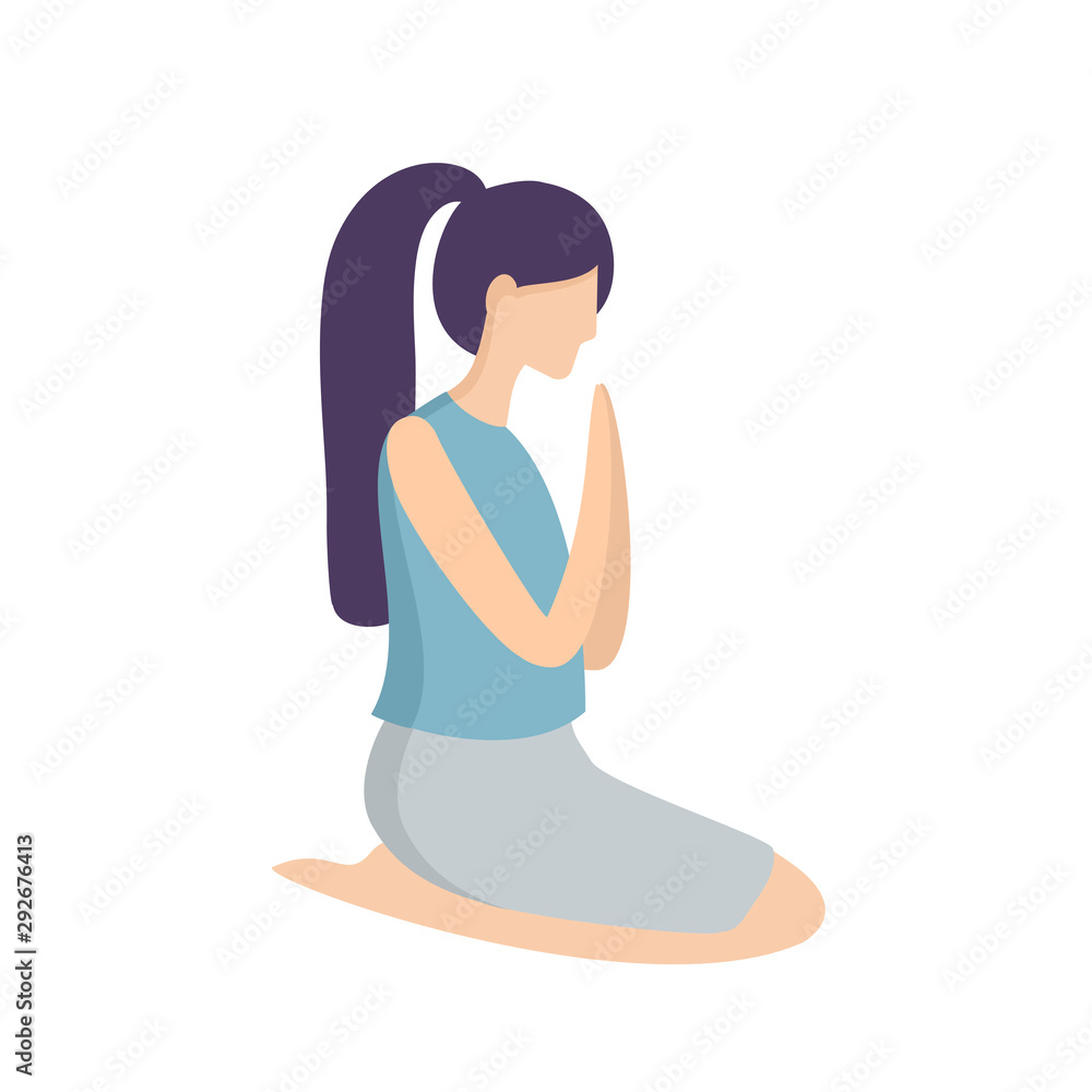 Vector illustration. Woman praying. Hands folded in prayer. Prayer to God. Christianity. Religion Vector illustration. Woman praying. Hands folded in prayer. Prayer to God. Christianity. Religion