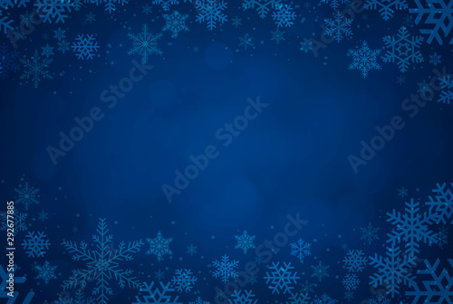 Fototapeta Niebieskie tło Boże Narodzenie z płatkami śniegu