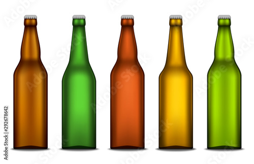Vector realistic beer blank bottle mockups