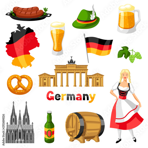 German icons set. Germany national traditional symbols.